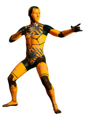 3D Rendering Male Robot on White