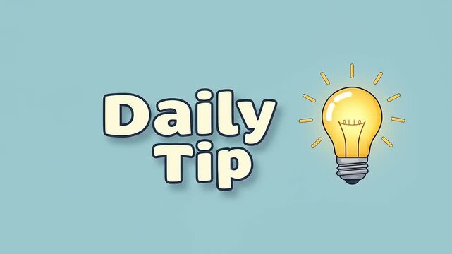 Daily tip with a light bulb illustration on a blue background, conveying helpful advice for everyday life
