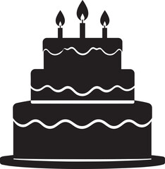 Celebration Cake Silhouette in Black | Party Dessert Icon Illustration Vector Format