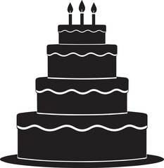 Celebration Cake Silhouette in Black | Party Dessert Icon Illustration Vector Format
