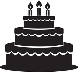 Celebration Cake Silhouette in Black | Party Dessert Icon Illustration Vector Format