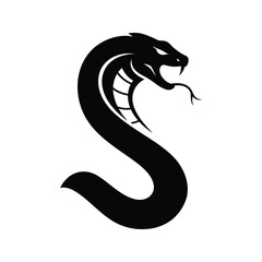 Black Cobra Silhouette Vector Illustration Snake Logo Wild Animal Graphic Tattoo Design Reptile Icon