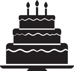 Celebration Cake Silhouette in Black | Party Dessert Icon Illustration Vector Format
