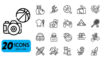 hobbies and Diverse Activity Icons: Vector Set for UI, Web Design, and Creative Projects