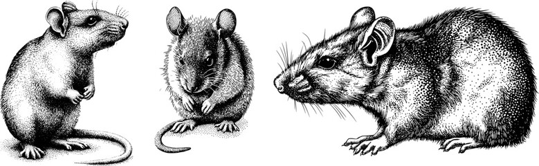 Engraved rat being illustration adorable and detailed animal vintage vector art for design art