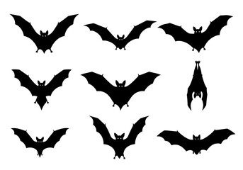 Naklejka premium Vector collection of bat silhouettes isolated on white background