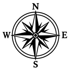 Obraz premium Classic Compass Rose Navigation Vector Icon - Direction and Exploration Symbol