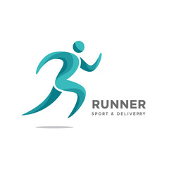 Running man logo design template vector illustration