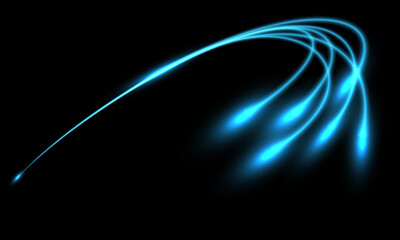 Abstract blue light fiber line network internet on black technology background vector