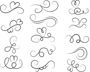 Elegant Black Flourish Designs on White Background for Creative Projects