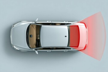 Vehicle blind spot detection system illustrated with highlighted area for safety awareness