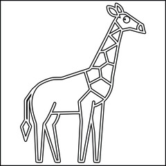 Minimalist black and white cartoon giraffe line art design