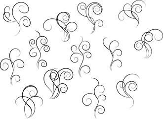 Elegant Black Swirls and Flourishes on White Background for Design