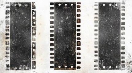 Set of 6 white vector grunge abstract movie film strip dirty poster background textures with dust overlay Place artwork over any image to make distressed effect