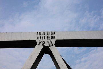 H beam iron connection bolts on the bridge.