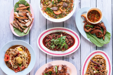 Spicy Minced Pork Salad.Thai Food.