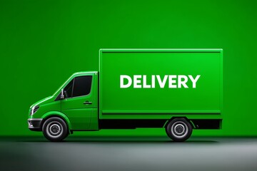 Green delivery van, Eco logistics concept, Sustainability in transport