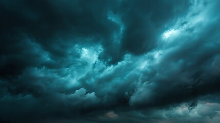 Fototapeta premium Dark stormy night sky with ominous clouds and lightning strikes