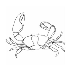 Single Line Art Black Crab Illustration crustacean