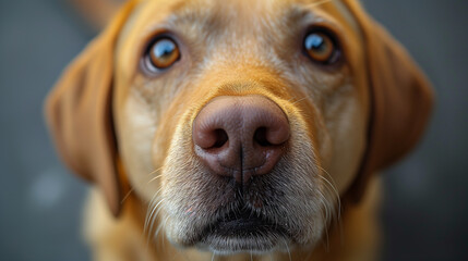 Dogs fawn nose and eyes closeup, adorable portrait