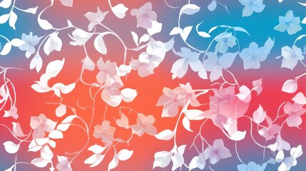 Seamless Pattern Of Floral Elements With Vibrant Colors, Elegant Botanical Illustrations, Perfect For Modern Design Concepts In Textiles And Art