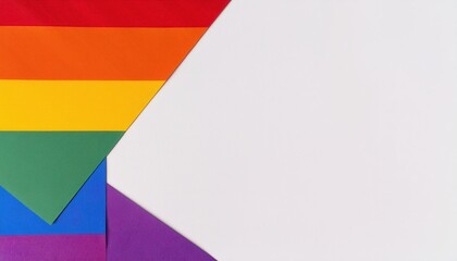 Obraz premium rainbow pride flag textured fabric stripes forming geometric arrow shape on white background for lgbtq design, equality branding, social campaign, web layout