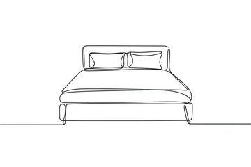 Single line drawing of a made bed