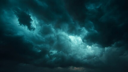 Obraz premium Dark stormy night sky with ominous clouds and lightning strikes