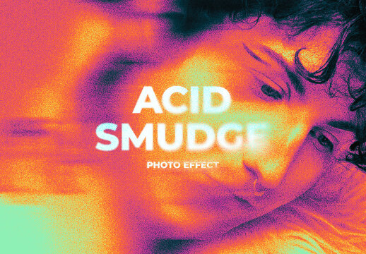 Colourful Acid Smudge Image Effect Mockup