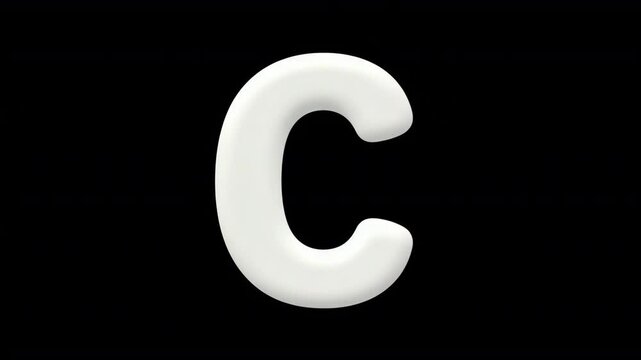 3D White Letter C on black background