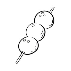 Delicious Meatball Skewers Simple Line Art Illustration