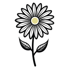 Daisy flower silhouette vector – minimalist botanical line art in black on white