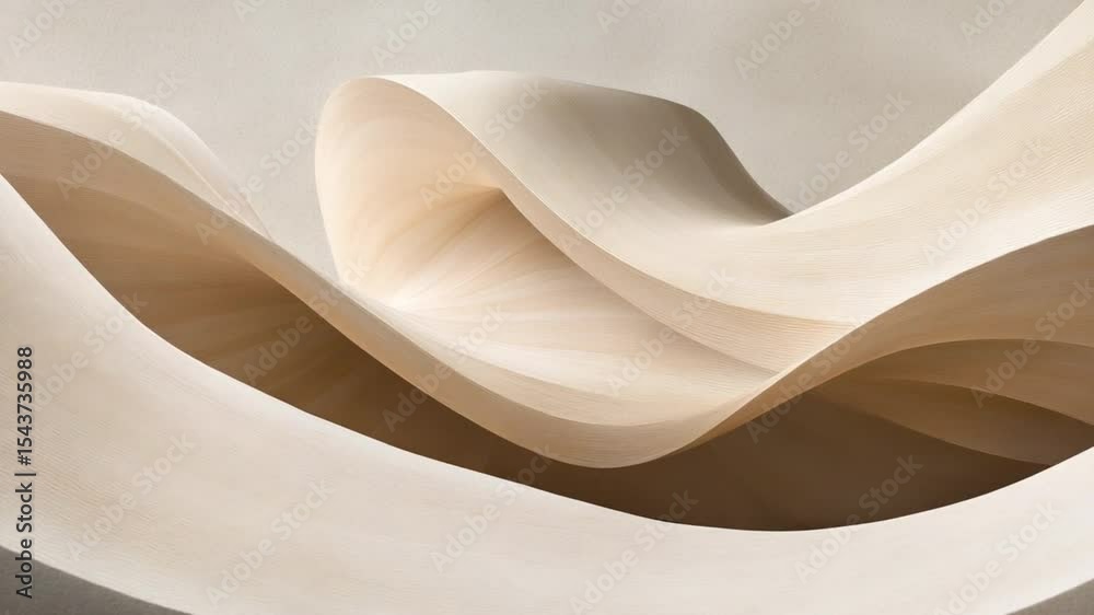 Aufkleber abstract wave: an artistic close-up of an abstract, undulating wave form, crafted with layered woode