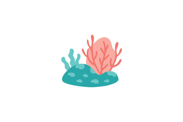 Obraz premium coral concept sea stone seaweed vector color icon.
