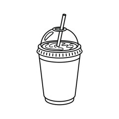 Refreshing Iced Beverage in Disposable Cup with Straw