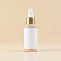 Dropper Bottle 3D Rendering White Blank Mockup,3d illustration of glass bottles unlabeled with dropper cap on rock with light background. Scene for advertising cosmetic,mockup for serum product,rock,