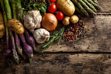 Fresh Vegetables on Wooden Table