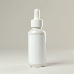 Dropper Bottle 3D Rendering White Blank Mockup,3d illustration of glass bottles unlabeled with dropper cap on rock with light background. Scene for advertising cosmetic,mockup for serum product,rock,