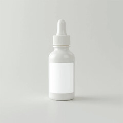 Dropper Bottle 3D Rendering White Blank Mockup,3d illustration of glass bottles unlabeled with dropper cap on rock with light background. Scene for advertising cosmetic,mockup for serum product,rock,