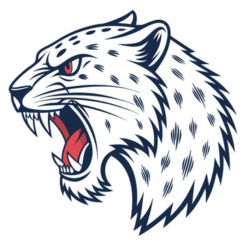 Angry snow leopard head graphic