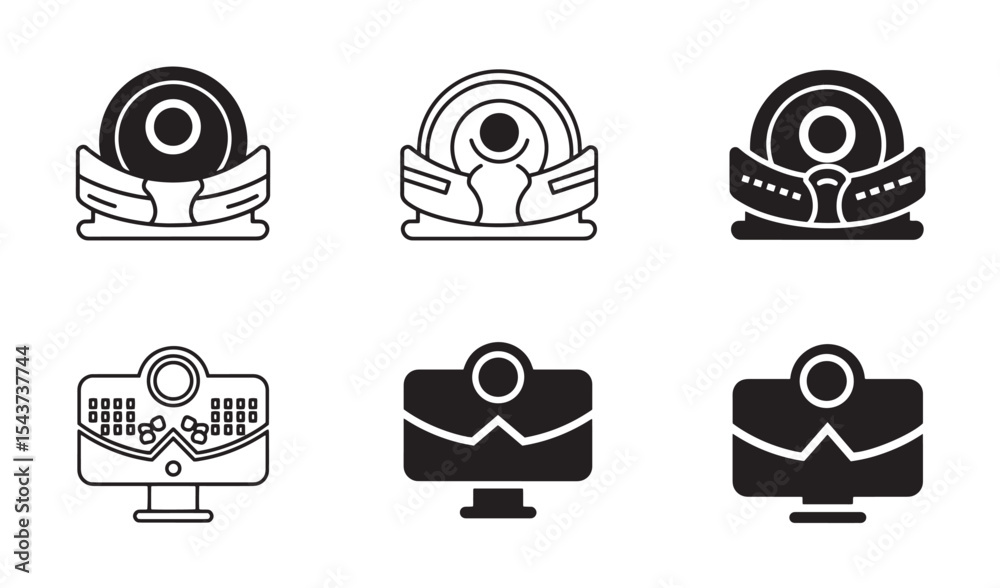 Fototapete set of futuristic design element icons representing displays and technology in simple outlines