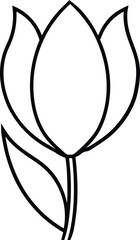 Tulip flower black line drawing vector illustration