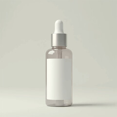 Dropper Bottle 3D Rendering White Blank Mockup,3d illustration of glass bottles unlabeled with dropper cap on rock with light background. Scene for advertising cosmetic,mockup for serum product,rock,