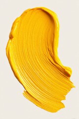 Yellow Paint Stroke on White Background