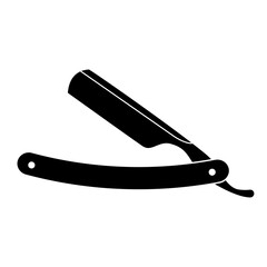 Vintage Straight Razor Silhouette Vector Illustration. A classic barbers razor with a sharp, extended blade and a curved handle, representing vintage grooming tools.
