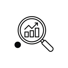 Magnifying glass analyzing growth chart data