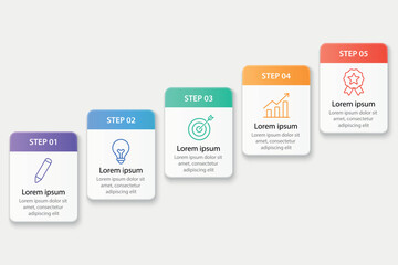 Obraz premium Gradient step layout with icons and modern flat design