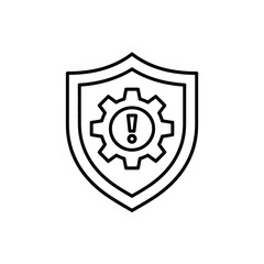 Security system alert gear icon in shield