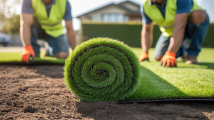 Installing Artificial Grass Turf on Lawn