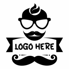 vector  hipster mustache logo  black and white isolated
